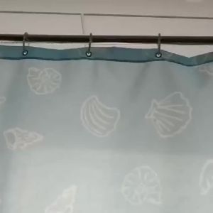 Waterproof Polyester Shower Curtain with Starfish Pattern and Hooks