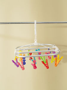 Foldable Clothesline Multi-clamp Socks Underwear Drying Rack Balcony Pants Windproof Childrens Clothes Drying Clamp