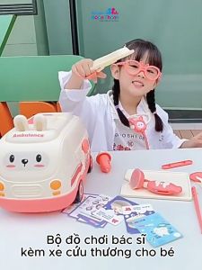 Đồ chơi bác sĩ trẻ em gồm hộp y tế y tá tiêm ống nghe dụng cụ trẻ em