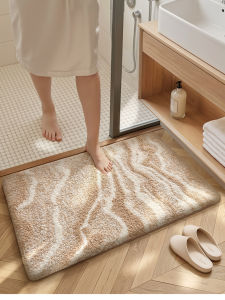 Water Flow Pattern Thickening Flocked Anti-Slip Bathroom Mat