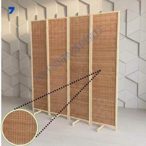 Natural Bamboo Room Divider Screen with Wooden Feet – 4 & 6 Panel Privacy Partition (7 Colors Available)