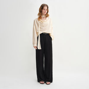 DUSHU | Elegant Draped Drop-shoulder Blouse Autumn