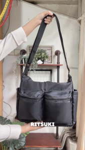 Tas slingbag premium kekinian Bagseller Tahan air efek daun talas multifungsi Ritsuki Terlaris