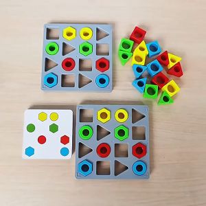 Color Matching Geometric Building Block Board Permainan Bentuk Serasi Puzzle