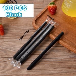 100/400pcs Big Black Straws for Drinks Big Milkshake Straws  Drinking  Bubble Tea Straw   Party and Wedding Accessories