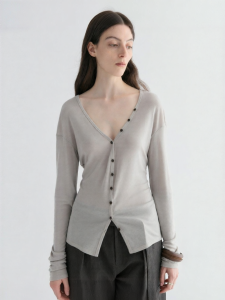 INSIS FEMME | Linen and Wool Summer New Design V-Neck Buttoned Womens Blouse
