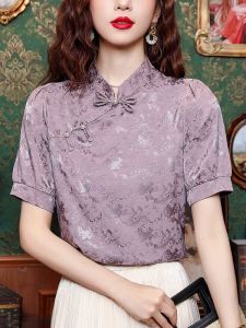 Elegant Short Sleeve Embroidered Shirt New Chinese Style National Trend Beautiful Fashionable Summer New Arrival Top