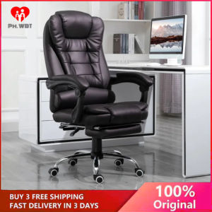 Leather Office Chair With Massager Foot Stool Boss Computer Executive Chair High Back USB Massage Comfort Reclining