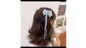✅100% Original Mixx Children's Braided Hair Ponytail Streamer Hair Band Female Tied Butterfly Pearl