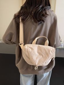 Sporty Crossbody Bag for Women Lightweight Nylon Canvas Commute Fitness Yoga Single Shoulder Waist Bag Casual Minimalist Style