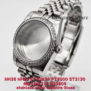 RICHUS Diamond Watch Case 36mm 39mm Silver Stainless Steel  Fit NH35 NH36 ETA2824 ST2130 PT5000 Miyota8215 DG3804 Movement