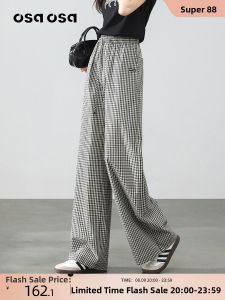 OSA | Retro Checks Cotton High Waist Slim Fit Casual Summer Trousers