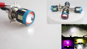 Đèn Pha LED H4 BA20D 49SMD Đa Năng Cho Xe Máy Bóng Đèn Moto DRL Vòng Tròn Mắt Quỷ Đỏ Đèn Trắng Hổ Phách Hi-Lo