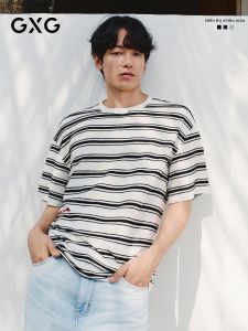 GXG | Multi-color Stripe Round Neck Short Sleeve T-Shirt