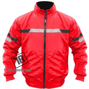 Jaket Bomber Racing Merah dengan List Reflector