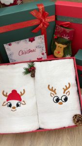 Christmas personalised towel | Tuala Sulam Krismas | Embroidery name | Gift Set | Christmas gift