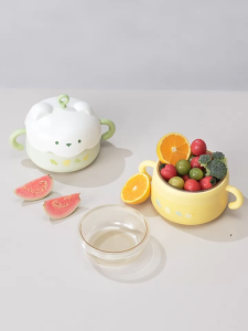 TEN-M JOURNEY Baby warming bowl (water-fillable) baby food bowl with detachable lid childrens bowl