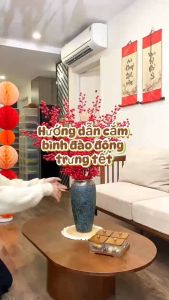 Cành Đào Đông Đỏ Nhựa 12 Nhánh Trang Trí Tết Decor Phòng Khách Trang Trí Tết 2026