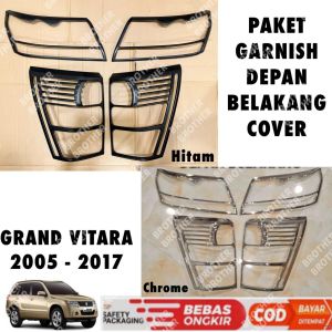 Paket Garnish Depan Belakang Suzuki Grand Vitara 2005 2010 2015 2017 Hitam Chrome