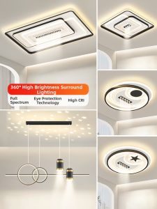 smeou | Smart Modern LED Ceiling Light with Integrated Spotlights Slim Eye-protecting