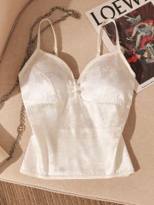 New Chinese Style Embroidered Satin Strap Vest Women Summer Inner Wear with Chest Pad Spicy Girl Slim Fit Beautiful Back Outer Wear Tube Top Shirt