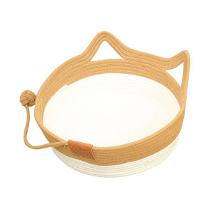 ที่นอนแมวสไตล์ญี่ปุ่น ที่นอนตะกร้าสาน ที่นอนมินิมอล เบาะนอนถัก โซฟาเเมวถัก ที่นอนผ้าฝ้าย ซักทําความสะอาดได้ ไม่เสียทรง  รังนอนเเมว