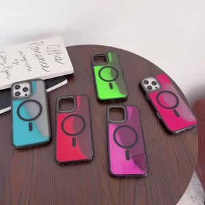 Night Light Luminous Liquid Quicksand Flowing Magnetic Case for Magsafe IPhone 16 15 14 13 Pro Max Plus I16 Mag Safe Phone Cover