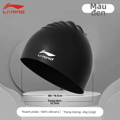 Li-Ning | Mũ Bơi Thời Trang Chống Nắng Silicon Chống Ép Bảo Vệ Tóc Dài và Tai