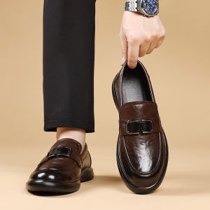 Genuine Leather Mens Slip-On Casual Shoes Soft Bottom Business Loafers Autumn 2025 New Style OCEANIA ROO Fashionable Single Shoes