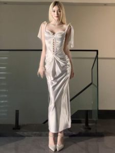 CHANGTONG | Slim Fit Halter Back Pencil Skirt Dress
