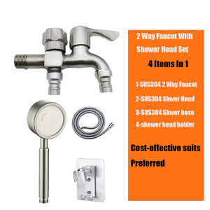 4 in 1 Shower Set With Faucet 4 Items Bathroom Accessories 304 Stainless steel Shower Head Set With 2 Way Faucet Showerheads