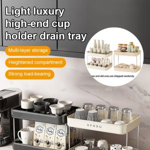 Cup Storage Rack Water Cup Storage Box Dustproof Glass Tea Cup Tray Draining Drinking Glass Shelf Desktop Cup Holder