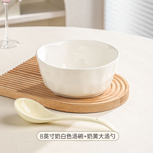 Large 8-Inch Ceramic Soup Bowl Microwave Safe Noodles Soup Bowl Macaron Color Spiral Rice Noodles Bowl Family Use New 2025