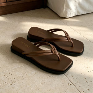 XIXITIAO | Double Thin Straps Square Toe Slip-resistant Womens Platform Flip Flops