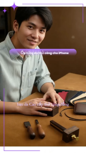 Bao da rút Iphone 17 Pro Max 16 Pro Max da bò thật may thủ công đẹp bền sang