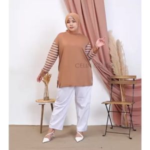 Kaos Lengan Panjang Wanita Oversize Kekinian & Atasan Wanita LD 120 Sablon Model Terbaru