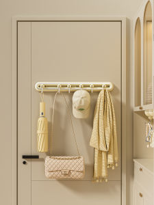 Multi-Functional Wall Mounted Door Back Clothes Hanger Six Row Track Adhesive Hook for Bathroom Kitchen No Drilling Required