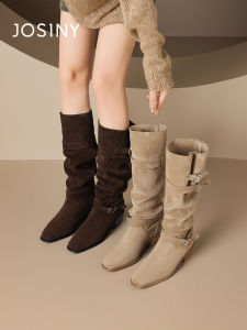 Josiny | Over The Knee Long Boots Retro Suede High Heel Autumn New