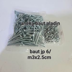 baut dan mur 6/m3x2.5cm obeng isi 100set