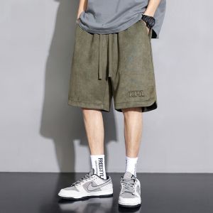 ROMON | Lormen Mens Summer Thin American Style Casual Ice Silk Shorts Five-Quarter Length Sporty Loose Fit Breathable Polyester Fiber