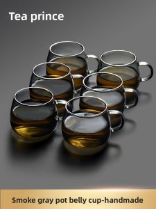 CHAHUANGZI | Transparent Heat-Resistant Glass Teacup Set with Handle 6 Pieces