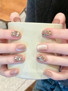 Short White Ice Transparent False Nails 2024 Wearable Nail Art Patches Student DIY Nail Tips Reusable Beauty Tools