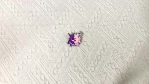 Bandai | Gengar And Clefable Split Design Hard Enamel Brooch Lapel Pin for Anime Enthusiasts And Collectors