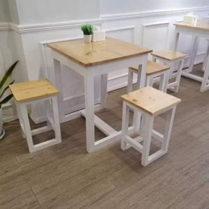 Meja Minialis Caffe dengan 4 Kursi (1 Set)