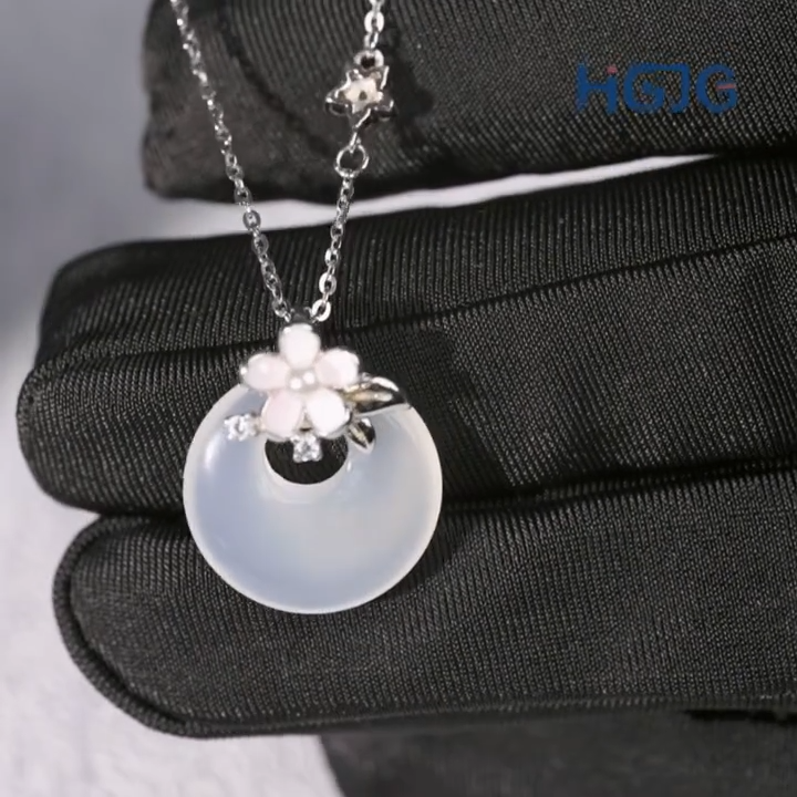 Dây Chuyền Bạc 925 HGJG Đá Ngọc Tủy Phong Cách Thanh Lịch, Dây Chuyền ...