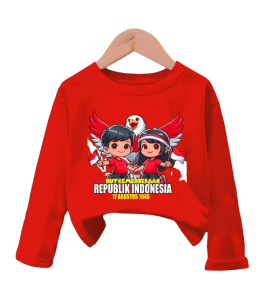 Atasan Kaos HUT RI 17 Agustus Anak-Anak Lengan Panjang