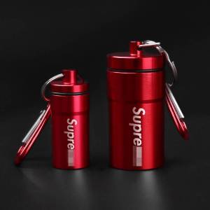 Fashionable Aluminum Mini Portable Ashtray Keychain Metal Pill Bottle Sealed Storage Car Specialty Product Superme Brand