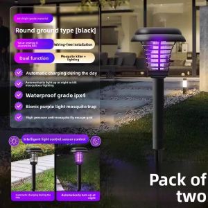 MONLEYTA | Solar Powered Mosquito Repellent Lamp Outdoor Garden Courtyard Waterproof Fly Killer Camping Insect Eliminator Lawn Bug Zapper