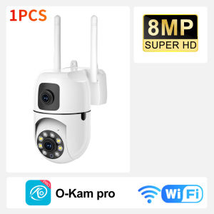 8MP WIFI Surveillance Camera Dual Lens Dual Screen IP Cameras Wireless Auto Tracking Color Night Vision 5X Digital Zoom CCTV Cam