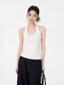 iiiamx | Light Green Padded Halter Neck Camisole Backless Summer Top